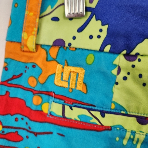 Loudmouth Womens Short Shorts Sz 0 Drop Cloth Paint Splatters Golf Golfing - Picture 4 of 10